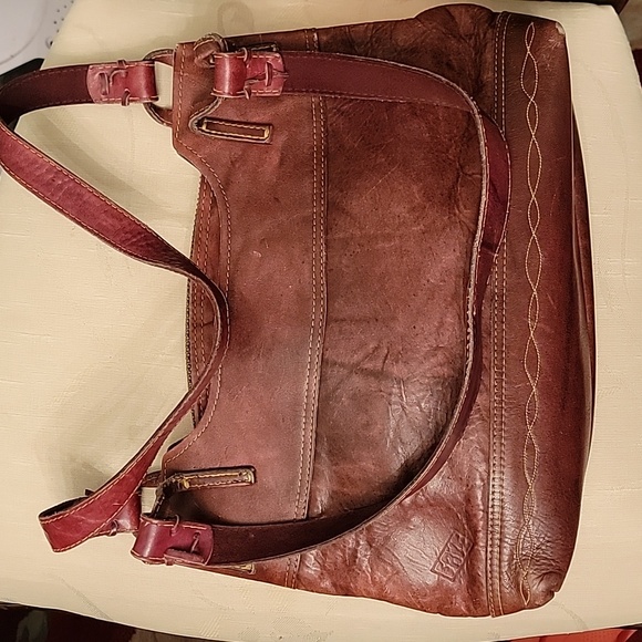 Frye Handcrafted Handbag Burgundy Vintage - Picture 11 of 12